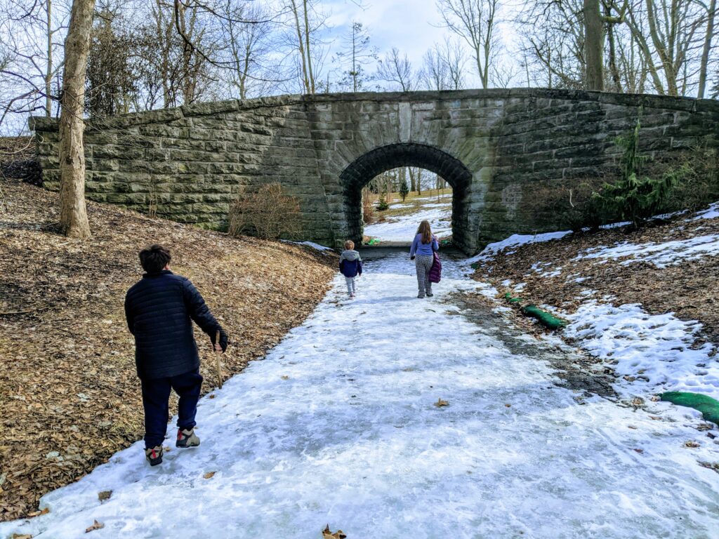 Children walking in Delaware Park in Buffalo