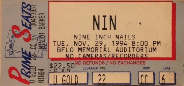 Nine Inch Nails ticket stub