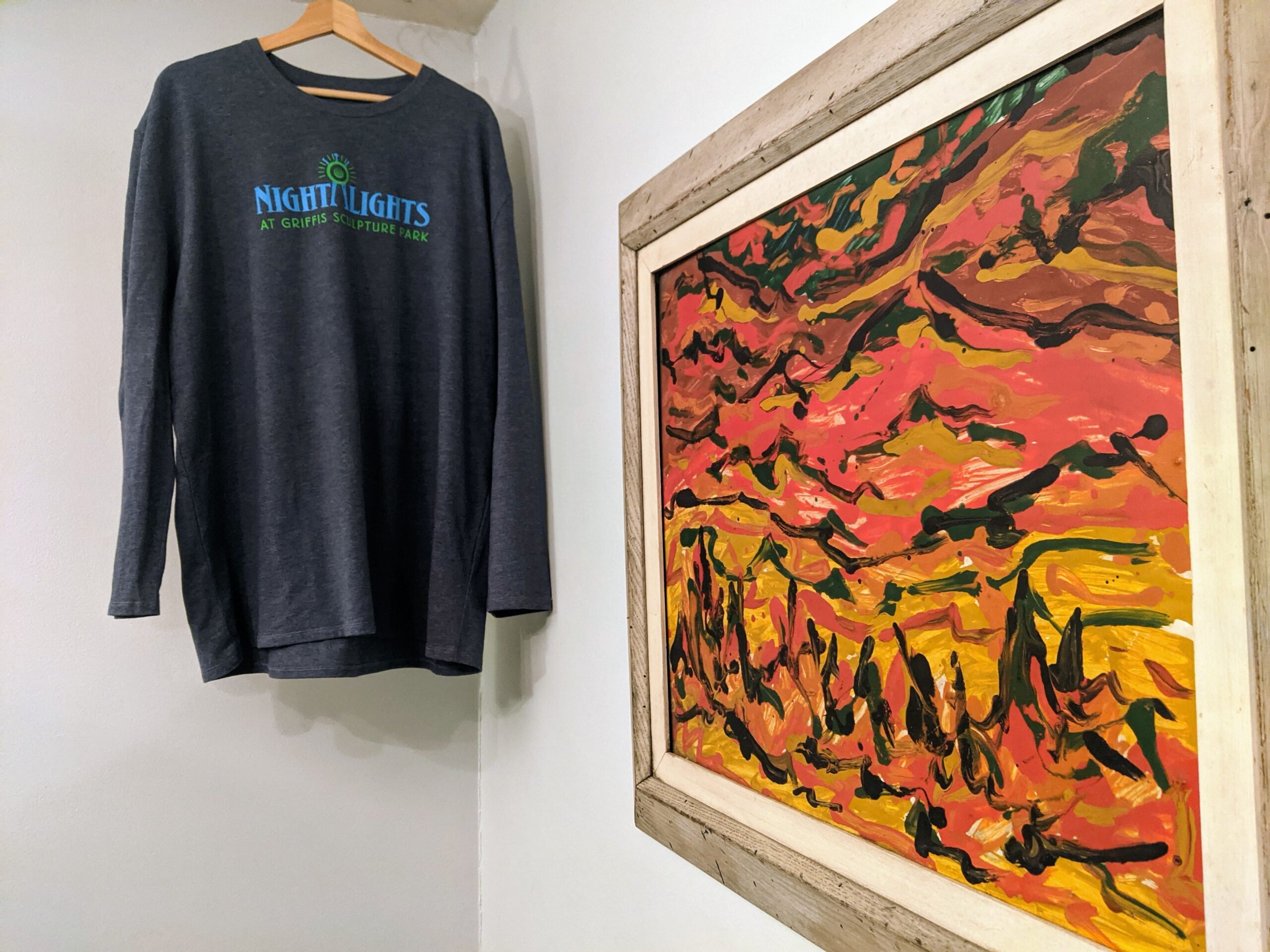 NIGHT LIGHTS at Griffis Sculpture Park long-sleeve t-shirts available