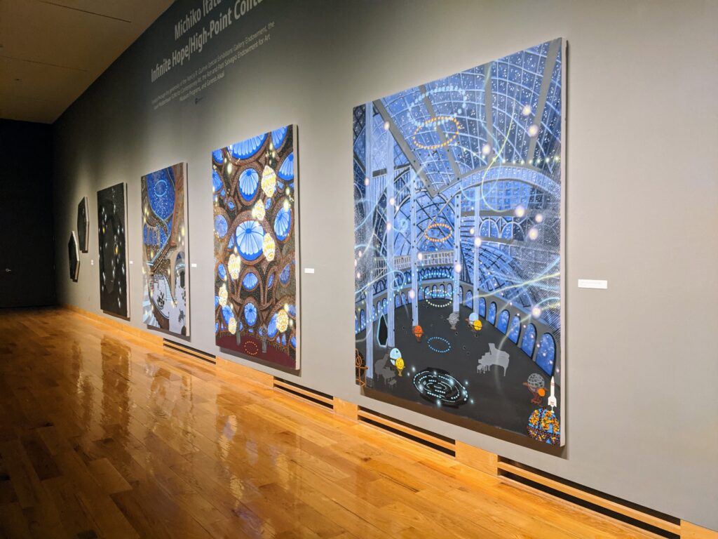 Large scale paintings on museum walls